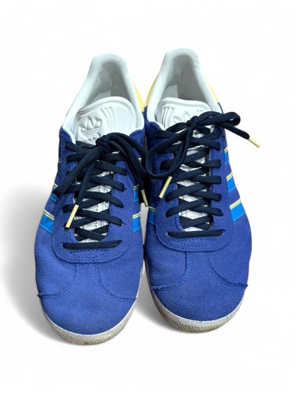 Adidas Gazelles Blue Suede Sneakers with Navy Laces